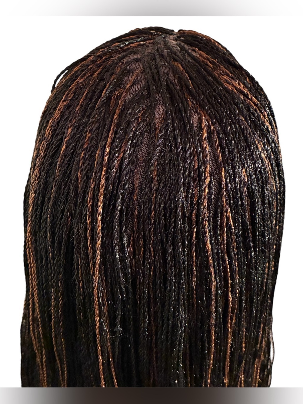 Synthetic Micro Twist Lace Front Wig in Black with Copper Highlights - Picture 5 of 14